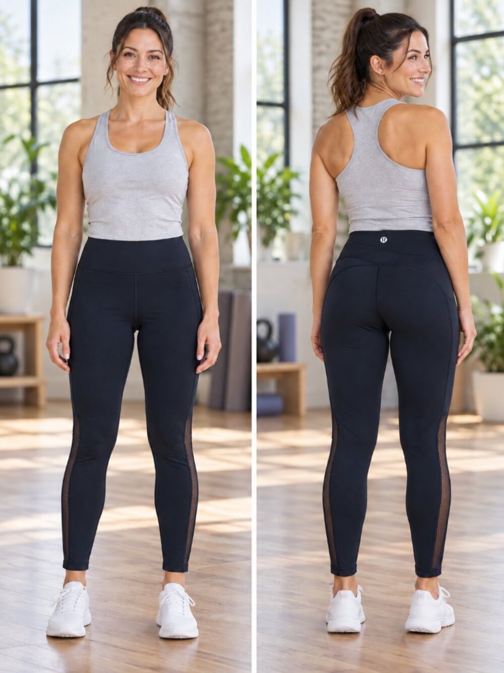 Black Lululemon Align Leggings with Mesh Panels Size 6